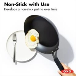 OXO Obsidian Carbon Steel 8" Frypan With Silicone Sleeve -KitchenCraft Deals Store cc005099 001 4