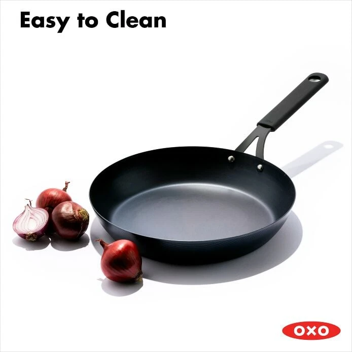 OXO Obsidian Carbon Steel 12" Frypan With Silicone Sleeve 9 OXO Obsidian Carbon Steel 12" Frypan With Silicone Sleeve - Image 9