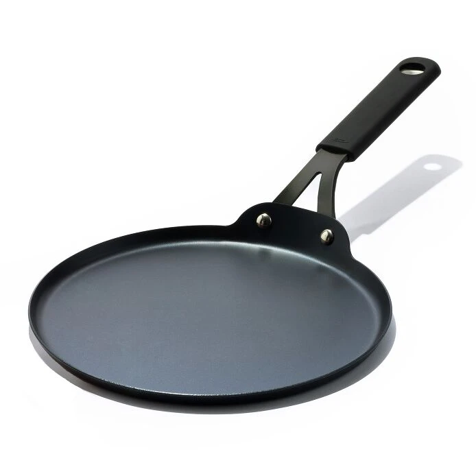 OXO Obsidian Carbon Steel 10" Crepe Pan With Silicone Sleeve 1 OXO Obsidian Carbon Steel 10" Crepe Pan With Silicone Sleeve