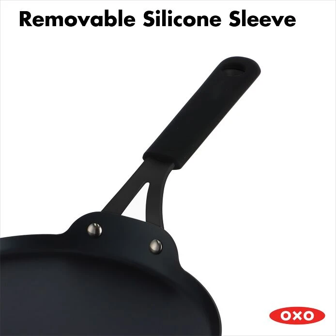 OXO Obsidian Carbon Steel 10" Crepe Pan With Silicone Sleeve 5 OXO Obsidian Carbon Steel 10" Crepe Pan With Silicone Sleeve - Image 5
