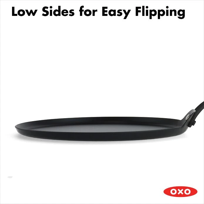 OXO Obsidian Carbon Steel 10" Crepe Pan With Silicone Sleeve 6 OXO Obsidian Carbon Steel 10" Crepe Pan With Silicone Sleeve - Image 6
